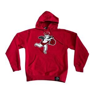 Hasta Muerte Chenille Angel Patch Hoodie Men's Small Red Embroidered